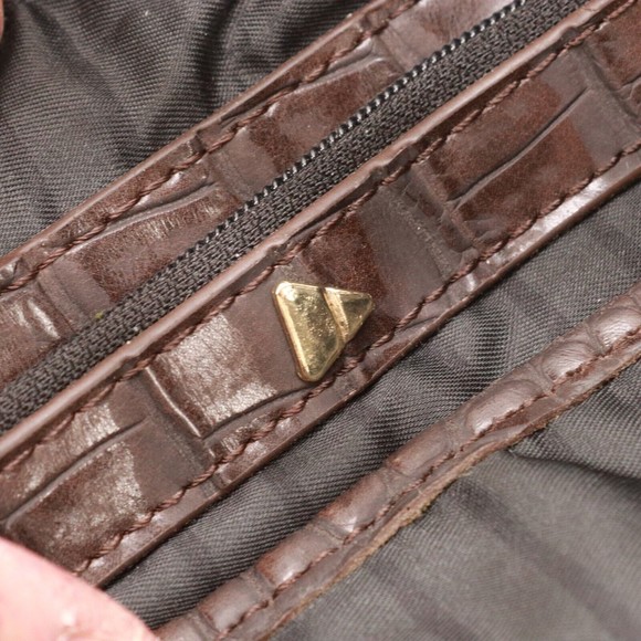 Liz Claiborne Handbag Women Brown Leather Croc Faux Leather Shoulder Saddle Bag - Picture 13 of 16